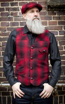 Vintage Vest Boston - plaid red/black