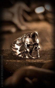 Stainless Steel Ring Rockabilly Skull