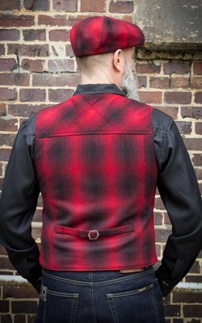 Vintage Vest Boston - plaid red/black