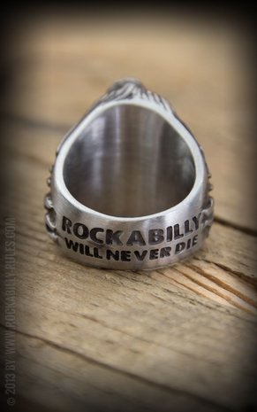 Stainless Steel Ring Rockabilly Skull