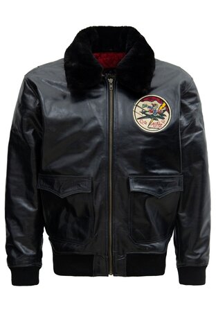 BLACK LEATHER AVIATOR JACKET »AIR FORCE 42«