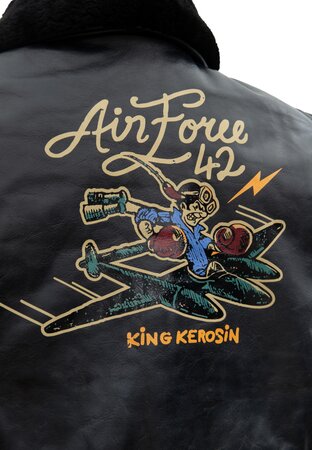 BLACK LEATHER AVIATOR JACKET »AIR FORCE 42«