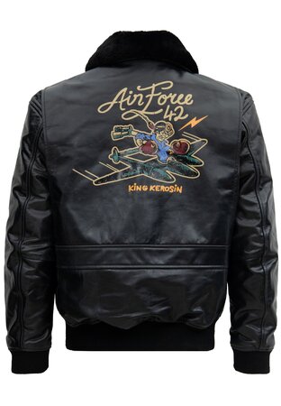 BLACK LEATHER AVIATOR JACKET »AIR FORCE 42«