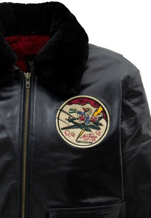 BLACK LEATHER AVIATOR JACKET »AIR FORCE 42«